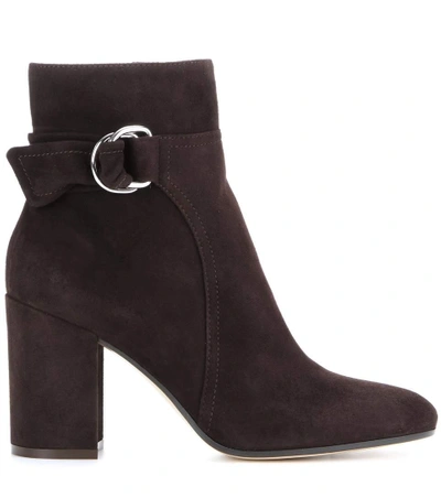 Shop Gianvito Rossi Suede Ankle Boots In Moka
