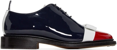 Thom Browne Tricolor Patent Leather Bow Oxfords
