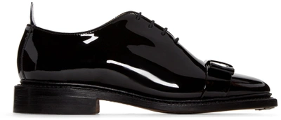 Thom Browne Bow-detail Patent-leather Brogues In 001 Black