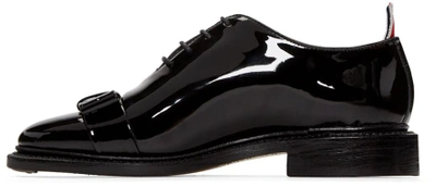 Shop Thom Browne Black Patent Leather Bow Oxfords