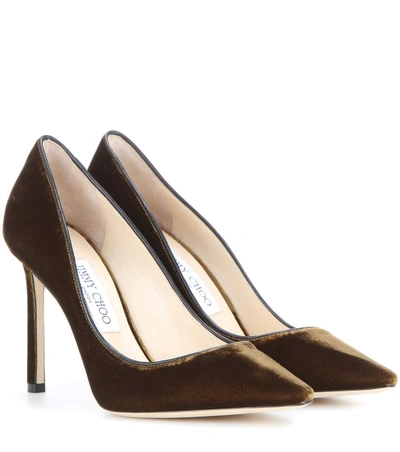 Jimmy Choo Romy 100 Velvet Pumps In Amler