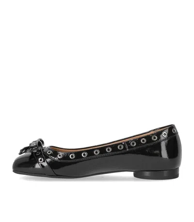 GANNI GANNI BLACK PATENT BALLET FLAT SHOE WITH BOWS 