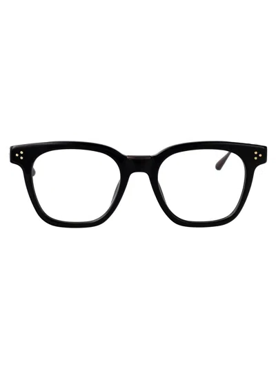 Linda Farrow Optical In Black/mattnickel/yellowgold/