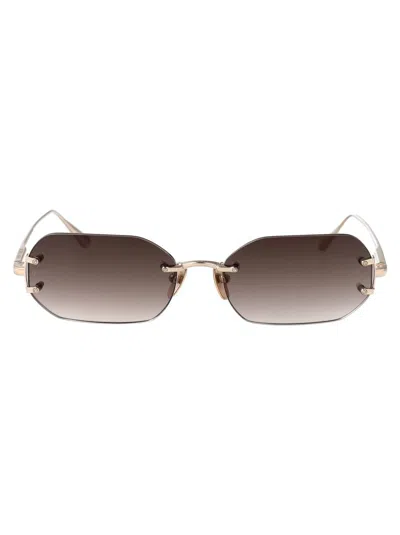 Linda Farrow Sunglasses In Lightgold/mochagrad