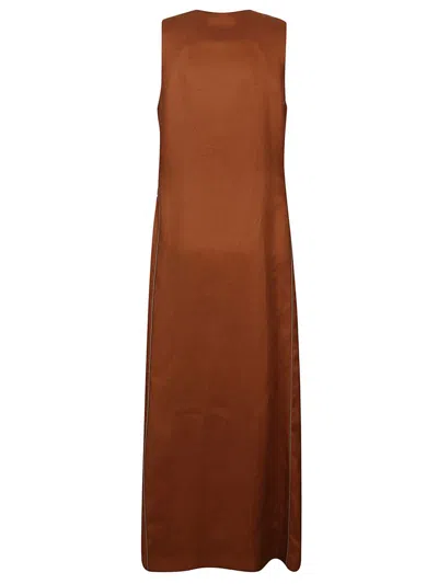 Max Mara Crewneck Belted Jacket In Brown
