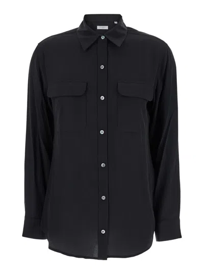 Equipment Patched Chest Pocket Plain Shirt In Black