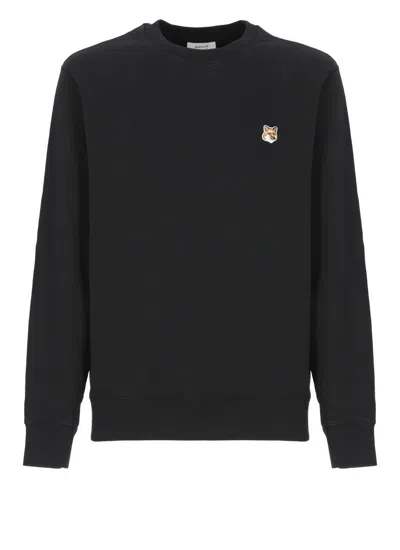 Maison Kitsuné Black Fox Head Long Sleeve T-shirt In Black