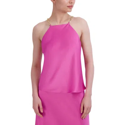 Bcbgmaxazria Womens Satin Square Neck Shell In Pink