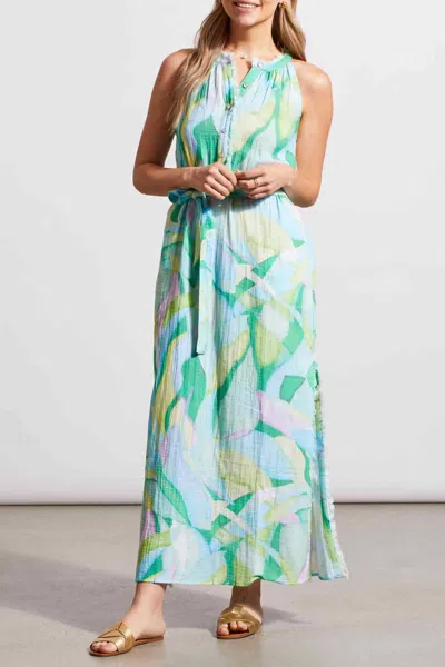 Tribal Halter Neck Maxi Dress In Blue Sea In Multi