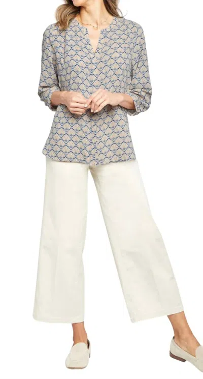 NYDJ GEOMETRIC PINTUCK BLOUSE IN TARAMORE GEO 
