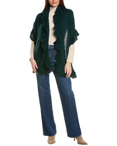 Forte Cashmere Ruffle Cashmere Wrap In Green
