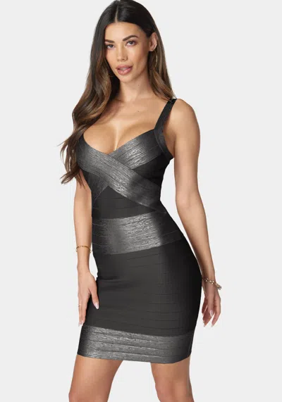 Bebe Color Block Bandage Dress In Black