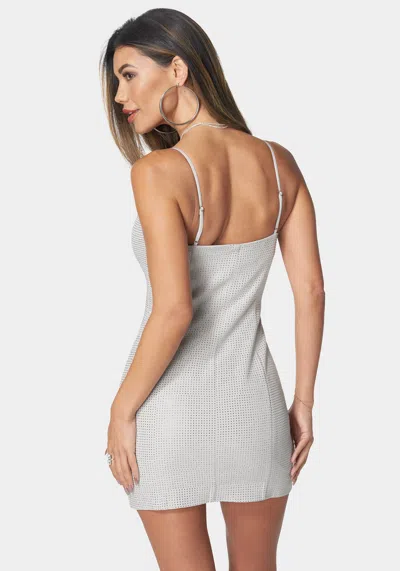 Bebe Crystal Strapless Pencil Dress In Grey,silver