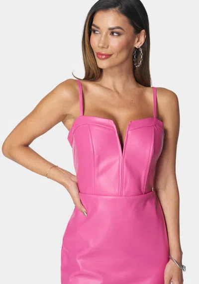 Bebe Faux Leather Midi Dress In Rose Violet