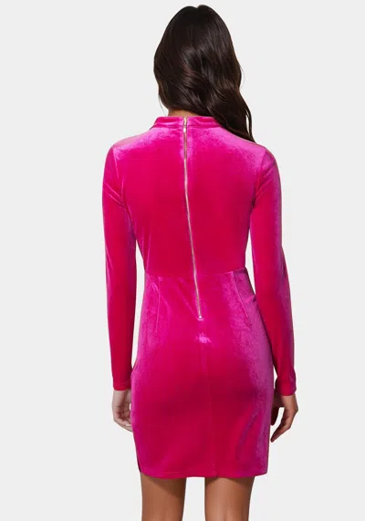 Bebe Beaded Sash Velvet Mini Dress In Rose Violet