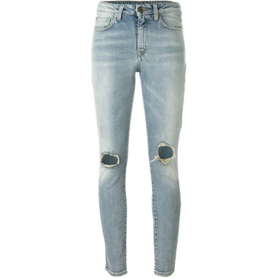 Shop Saint Laurent Ripped Skinny Jeans