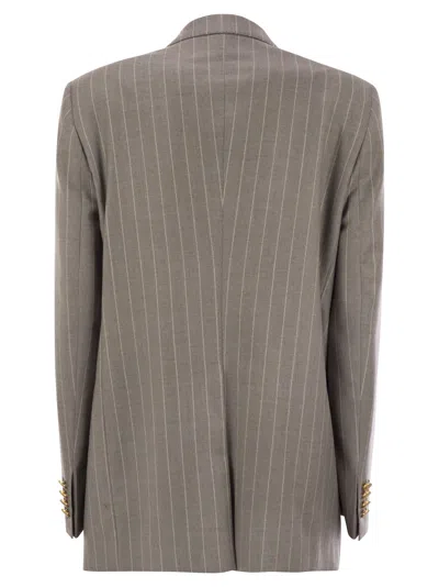 Tagliatore Women Stretch Wool Double-breasted Pinstripe Blazer