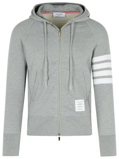 Thom Browne Mens Light Grey Striped Brand-patch Cotton-jersey Hoody