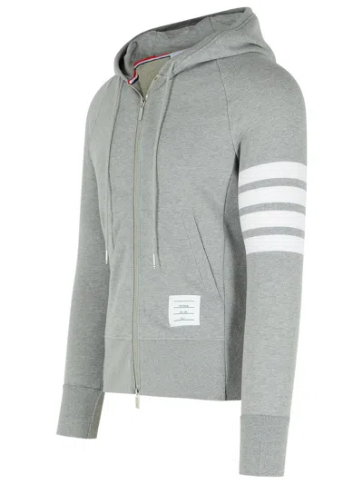 Thom Browne Mens Light Grey Striped Brand-patch Cotton-jersey Hoody