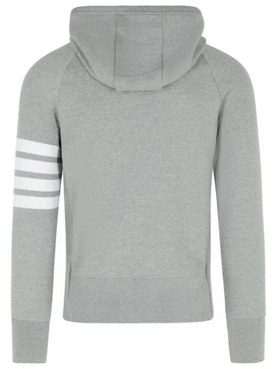 Thom Browne Mens Light Grey Striped Brand-patch Cotton-jersey Hoody