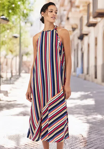 Lascana Women's Multi Stripe High Neck Dress In Multi