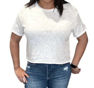 Bobi Raw Edge Cropped Tee Shirt In Cream In White