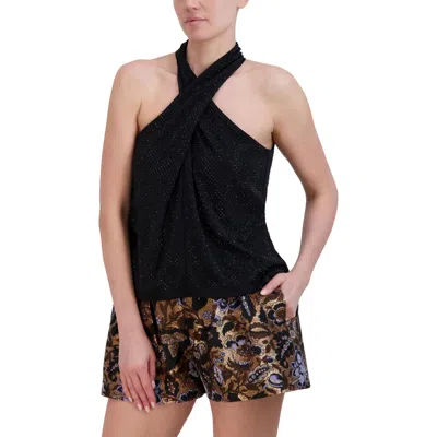 Bcbgmaxazria Womens Knit Criss-cross Halter Top In Black