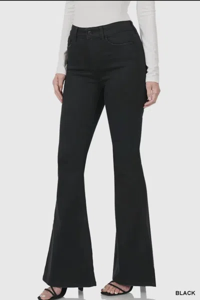 Zenana High Rise Flare Jeans In Black In Black