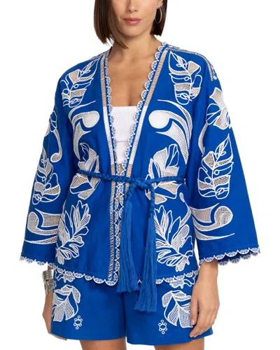 Johnny Was Jodie Linen-blend Easy Jacket In Blue