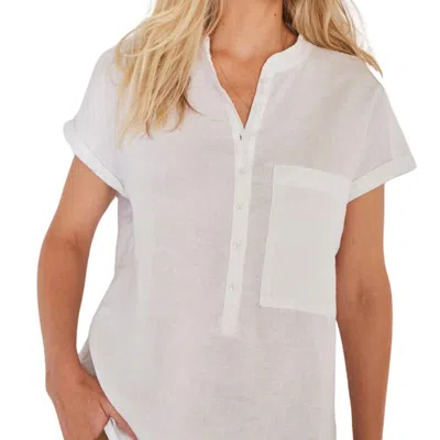 Not Monday London Linen Top In White In White