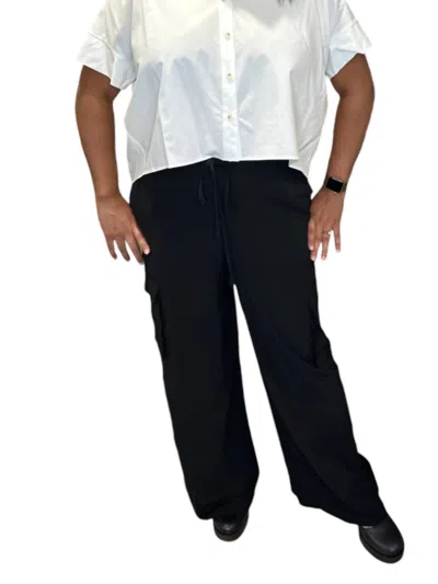 Entro High Rise Cargo Utility Drawstring Pants In Black In Black