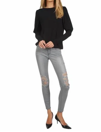 Michael Lauren Olaf Puff Sleeve Sweater In Black In Black