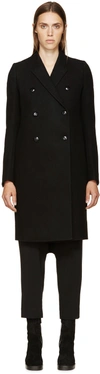RICK OWENS Black Wool Double-Breasted Coat