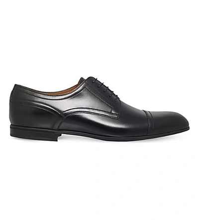 Shop Gucci Ravello Web Leather Derby Shoes In Black