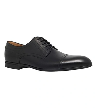 Shop Gucci Ravello Web Leather Derby Shoes In Black