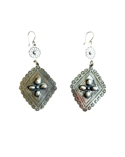 Boho Sol Women's Sterling Diamond Concho Earrings In Silver In Silver