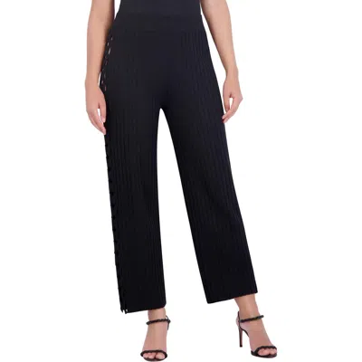 Bcbgmaxazria Womens Knit Cut-out Cropped Pants In Black