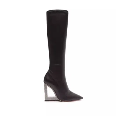Schutz Filipa Pointed Toe Wedge Boots In Black In Black