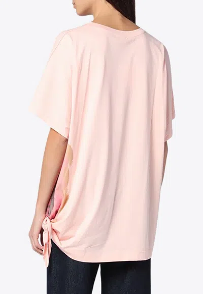 Dries Van Noten Pink Cotton T Shirt With Bow In Pink