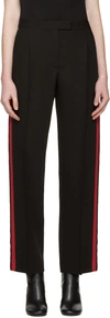 ALEXANDER MCQUEEN Black & Red Band Trousers