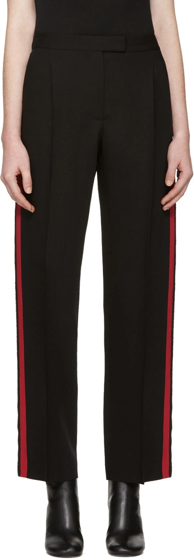 Alexander Mcqueen Wool And Silk-blend Gabardine Wide-leg Trousers In Black And Red