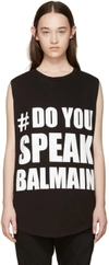 BALMAIN Black 'Do You Speak Balmain' T-Shirt