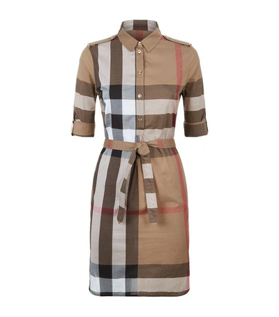 Burberry Kelsy Cotton-poplin Dress In Taupe Brown