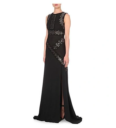 Shop Antonio Berardi Eyelet-detail Crepe Gown In Blk