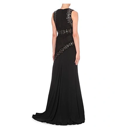 Shop Antonio Berardi Eyelet-detail Crepe Gown In Blk