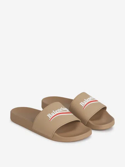 Balenciaga Men's Rubber Logo Pool Slides In Slip-on Style