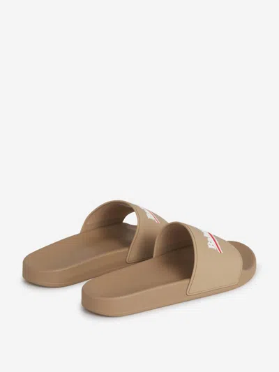 Balenciaga Men's Rubber Logo Pool Slides In Slip-on Style