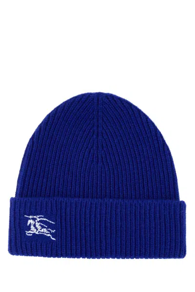 Burberry Electric Blue Cashmere Beanie Hat In Blue