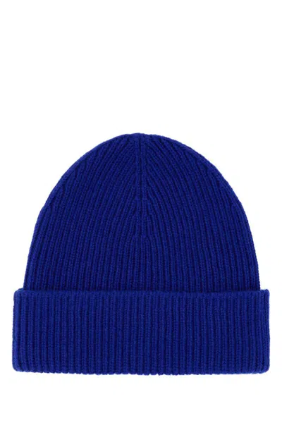 Burberry Electric Blue Cashmere Beanie Hat In Blue