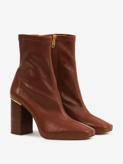 Chloé Cognac-coloured Ambre Ankle Boot In Smooth Elastic Leather